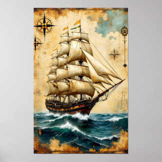 Poster Navire à voiles