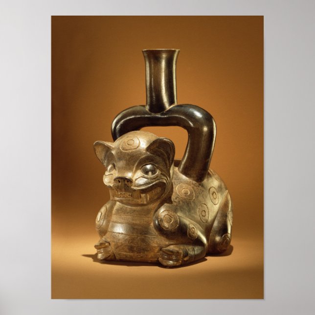 Poster Navire avec puma, Chavin Culture, c.90 av. J.-C. (Devant)
