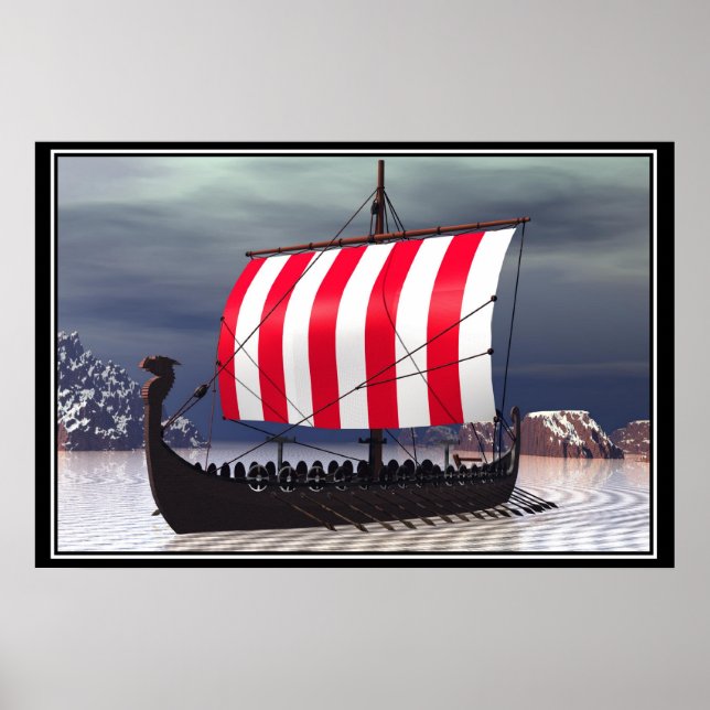 Poster Navire de navigation Viking Drakkar (Devant)