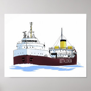 Poster Navire des Grands Lacs Johnston (tel que construit