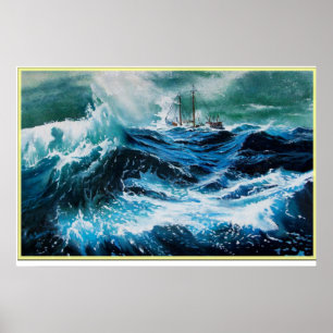 Poster Navire en mer dans la tempête
