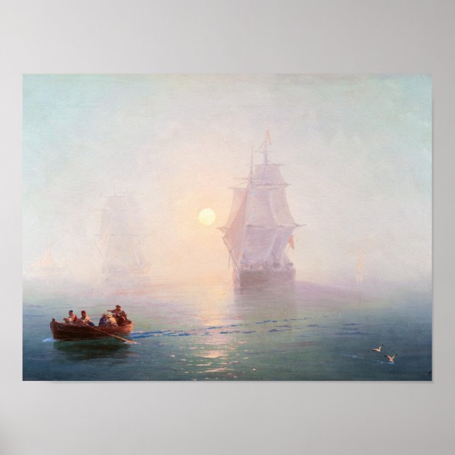 Poster Navire Ivan Aivazovsky paysage marin mer (Devant)