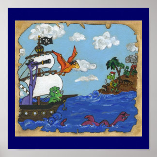 Poster Navire pirate de Dinosaur