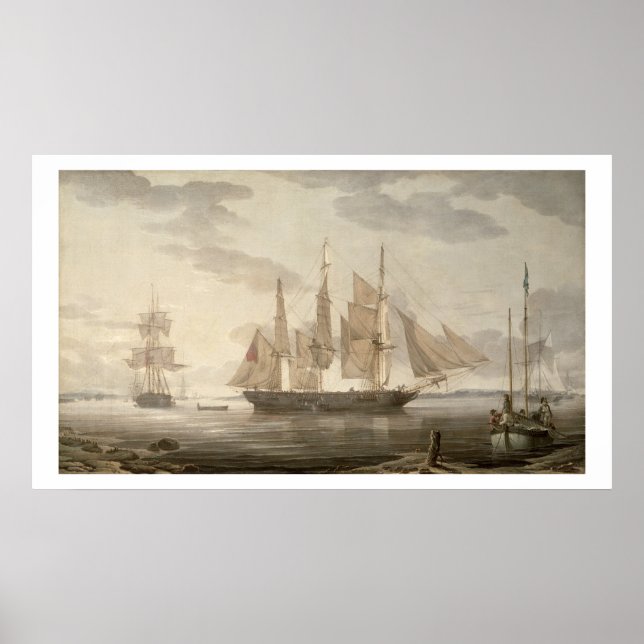 Poster Navires à Harbour, 1805 (huile sur toile) (Devant)