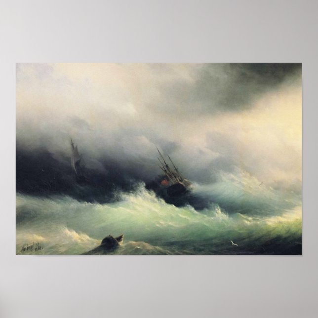 Poster Navires dans une tempête (Devant)