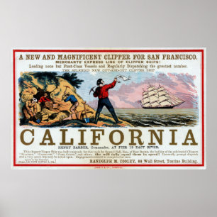 Poster NAVIRES FAST CLIPPER vers SAN FRANCISCO GOLD 1850