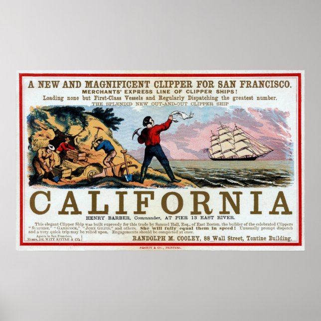 Poster NAVIRES FAST CLIPPER vers SAN FRANCISCO GOLD 1850 (Devant)