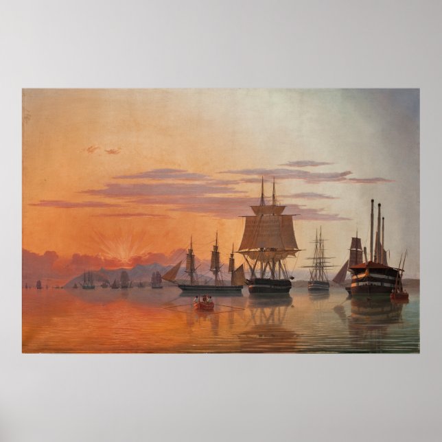 Poster Navires sur le Tage | Carl Dahl (Devant)