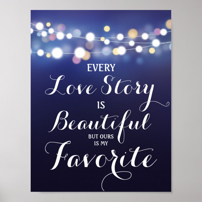 Poster Navy Guirlande de lumières Chaque histoire d'amour (Devant)