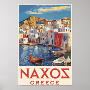 Poster Naxos Grèce Art de Voyage Peintre Vintage