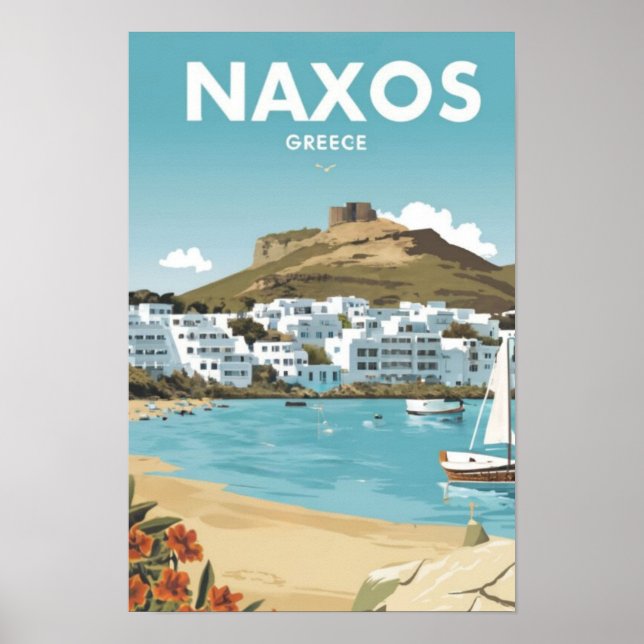 Poster Naxos Grèce Beach Travel (Devant)