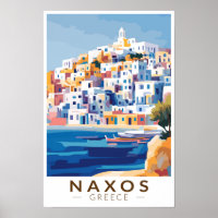 Naxos Grèce Illustration Art de Voyage Vintage