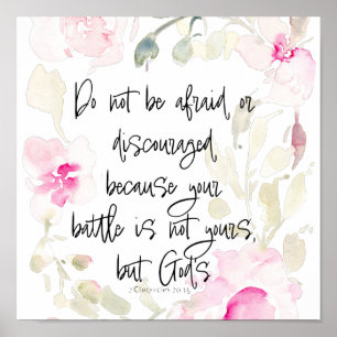 Poster N'ayez pas peur - 2 Chron 20v15 aquarelle florale