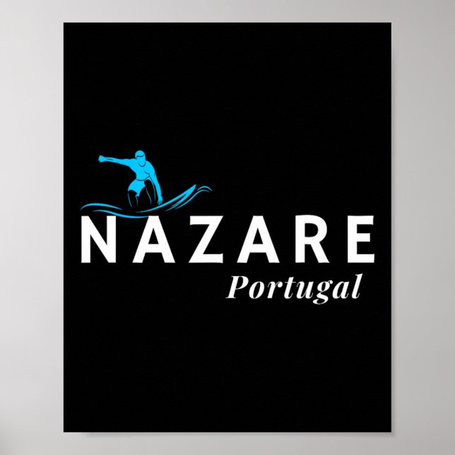Poster Nazare Portugal Wave Surf Surfing Surfer  (Devant)