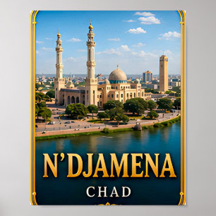 Poster N'Djamena Chari River et Horizons du désert