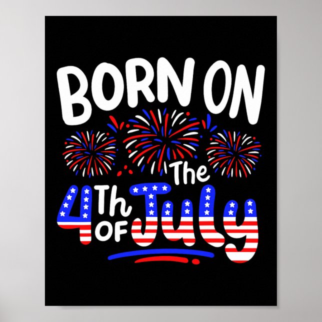 Poster Né À La Fête D'Anniversaire 4 juillet Hommes Usa F (Devant)