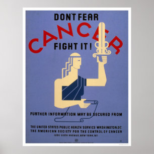 Poster Ne craignez pas le cancer 1938 WPA