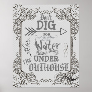 Poster Ne creusez pas pour l'eau sous l'extérieur