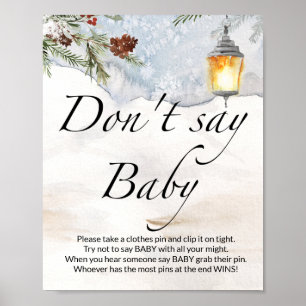 Poster Ne dis pas baby shower À feuillage persistant bébé