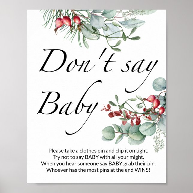Poster Ne dis pas baby shower À feuillage persistant bébé (Devant)