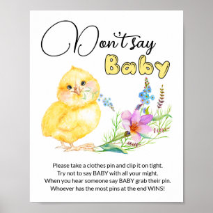 Poster Ne dites pas Baby petit baby shower de poussin jeu