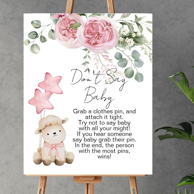Poster Ne dites pas bébé jeu doux petit agneau rose roses (Créateur téléchargé)