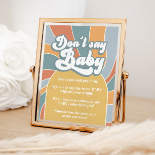 Poster Ne dites pas bébé Signe de douche rétro ensoleillé
