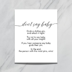 Poster Ne dites pas bébé signe moderne minimaliste simple