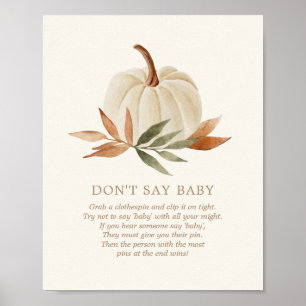 Poster Ne dites pas bébé Signer petit Baby shower Citroui