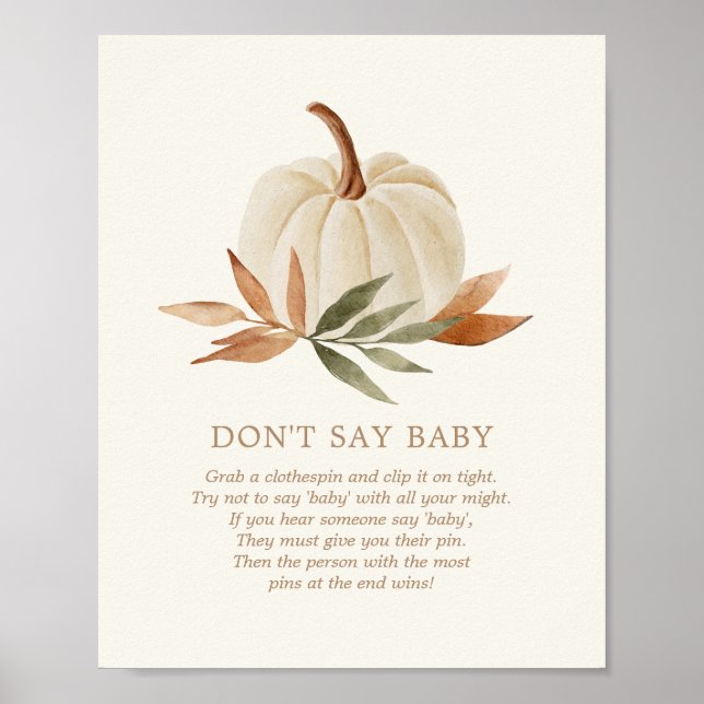 Poster Ne dites pas bébé Signer petit Baby shower Citroui (Devant)