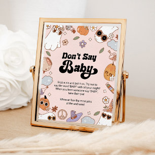 Poster Ne dites pas Bébé Super Halloween Baby shower fant