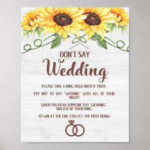 Poster NE DITES PAS LA Fête des mariées MARIAGE Sunflower