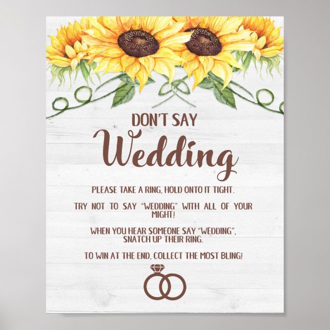 Poster NE DITES PAS LA Fête des mariées MARIAGE Sunflower (Devant)