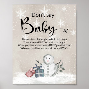 Poster Ne dites pas l'affiche du baby shower d'hiver pour