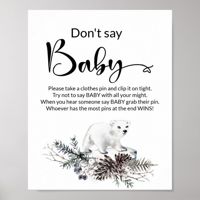 Poster Ne dites pas l'affiche du baby shower d'hiver pour (Devant)