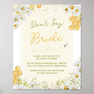 Poster Ne dites pas Mariée Bumblebee Honey Bee Bridal Gam