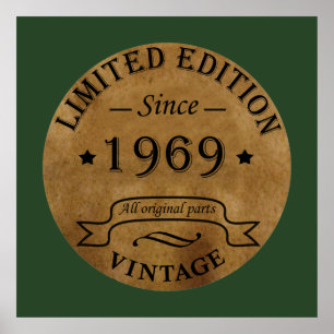 Poster Né en 1969 fête d'anniversaire vintage