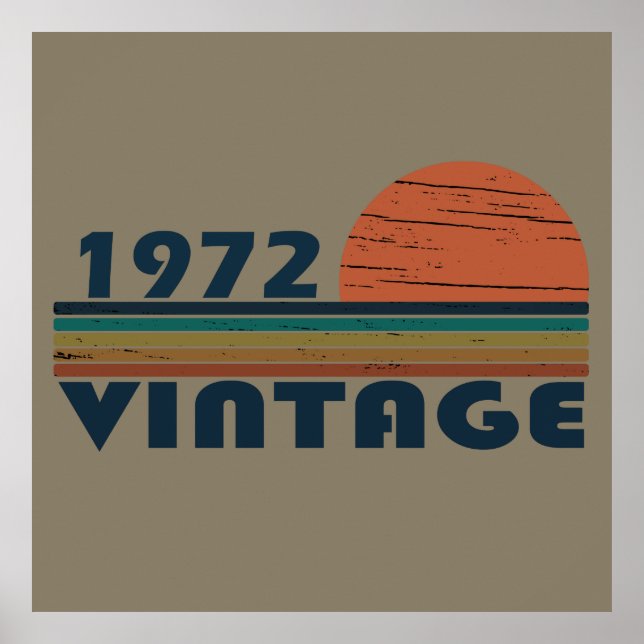 Poster né en 1972 anniversaire vintage (Devant)