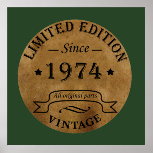 Poster Né en 1974 vintage classique