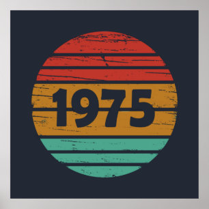 Poster Né en 1975 anniversaire vintage