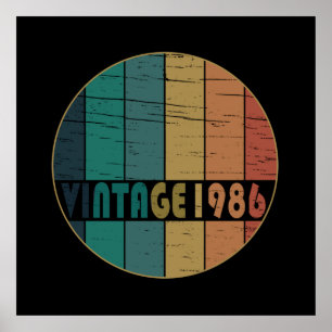 Poster Né en 1986 classique rétro