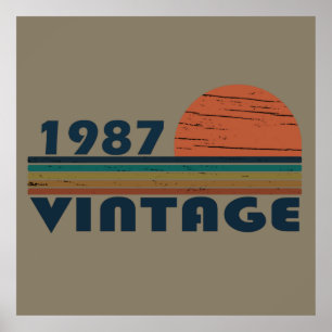 Poster né en 1987 cadeau d'anniversaire vintage