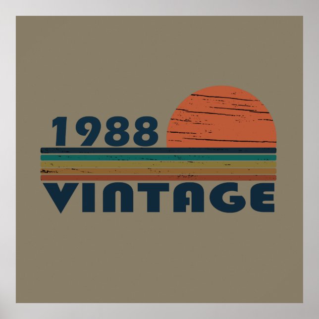 Poster né en 1988 anniversaire vintage (Devant)