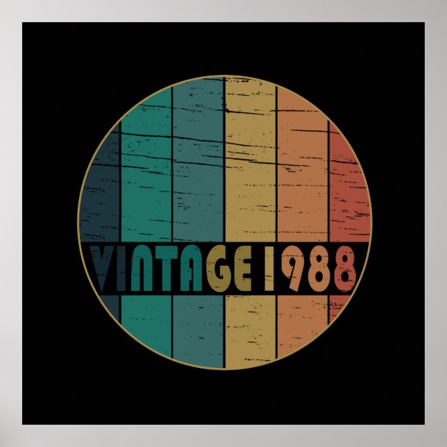 Poster né en 1988 anniversaire vintage (Devant)