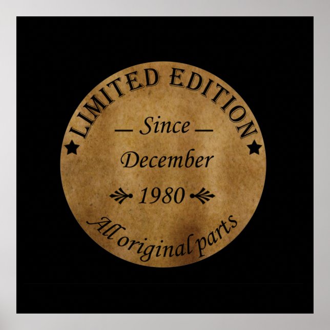 Poster né en décembre 1980 classique rustique (Devant)