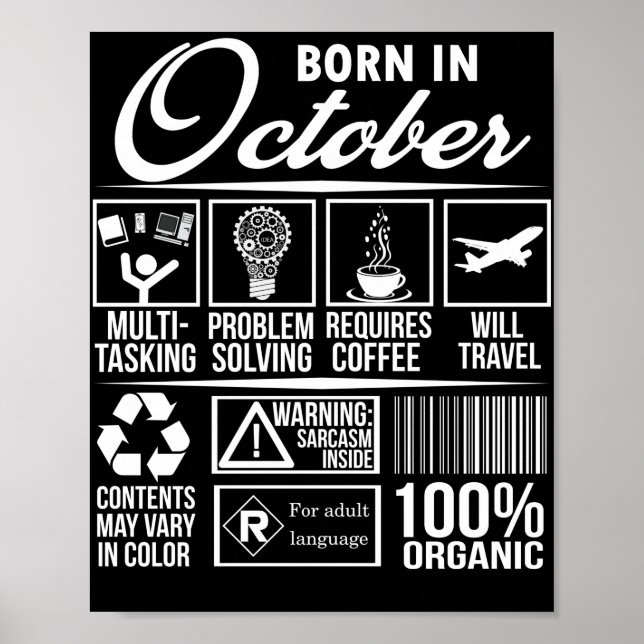 Poster Né En Octobre Contenu Octobre Anniversaire (Devant)