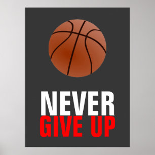 Poster Ne jamais abandonner la motivation du basket-ball