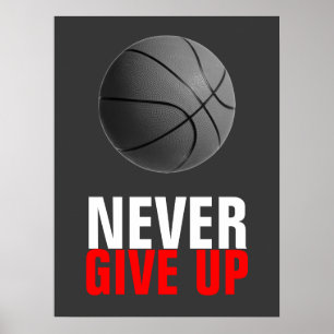 Poster Ne jamais abandonner la motivation du basket-ball