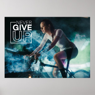 Poster Ne jamais abandonner le mur de cyclisme motivation