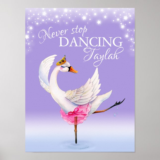 Poster Ne jamais arrêter de danser whimsy ballet swan pép (Devant)